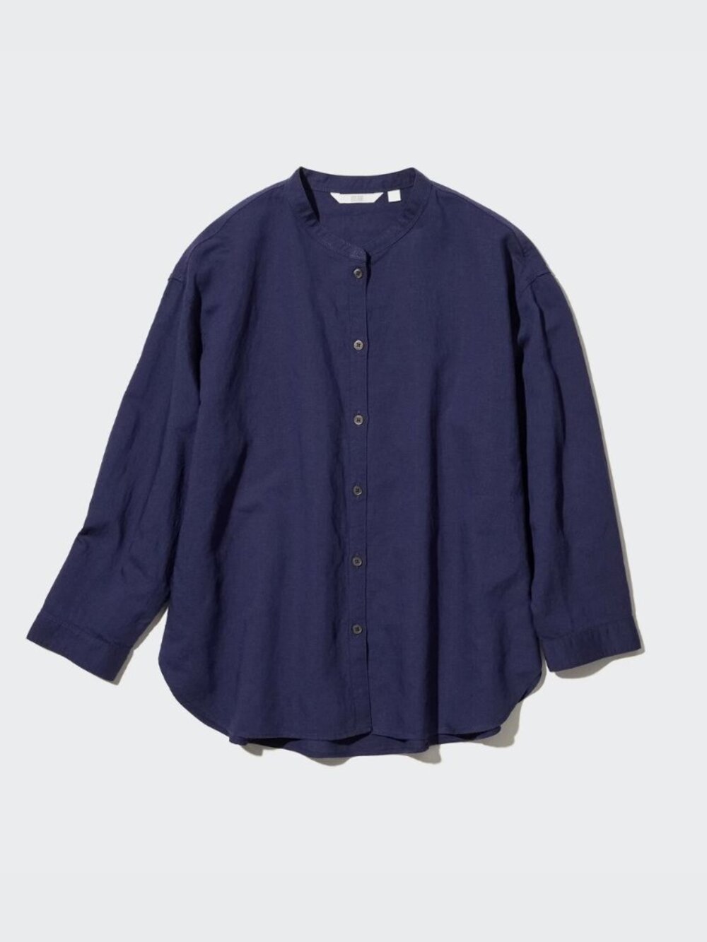 UNIQLO 100% LINEN BAND COLLAR 3/4 SLEEVE SHIRT